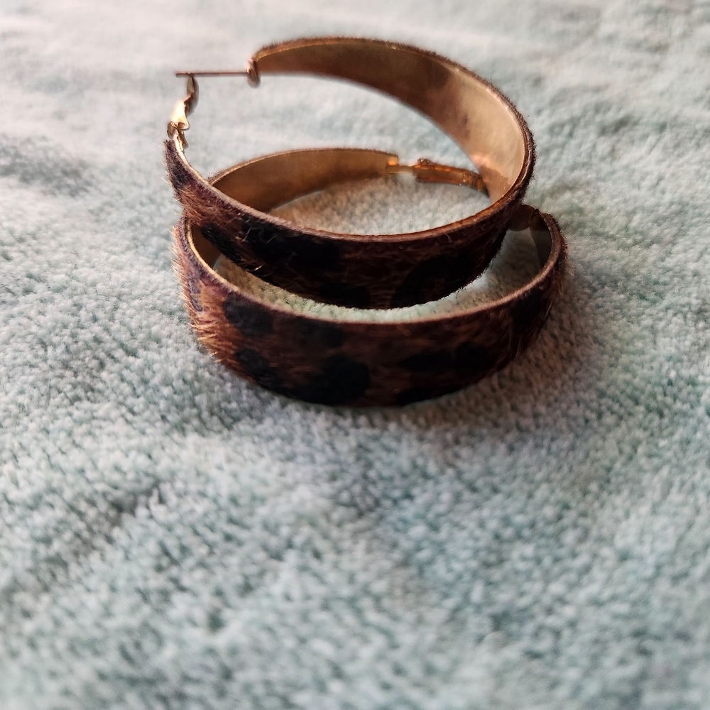 Leopard Print Hoop Earrings